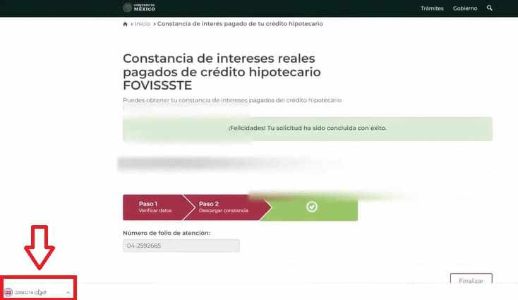 Octavo paso para solicitar la constancia de intereses Fovissste