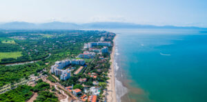 Fotografía panorámica de la costa de Nuevo Vallarta.