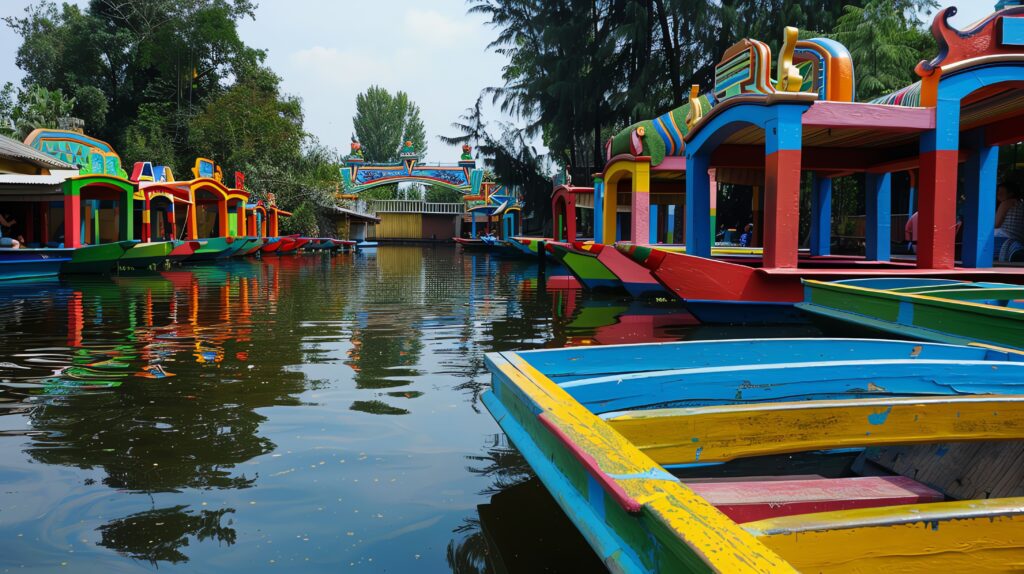 vista a las famosas trajineras de Xochimilco, cerca de esta zona puedes considerar rentar tu departamento en Xochimilco